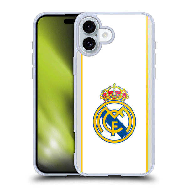 Real Madrid CF Badge White Soft Gel Case for Apple iPhone 16 Plus & MagSafe