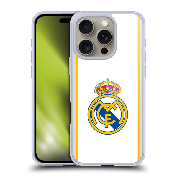 Real Madrid CF Badge White Soft Gel Case for Apple iPhone 16 Pro & MagSafe