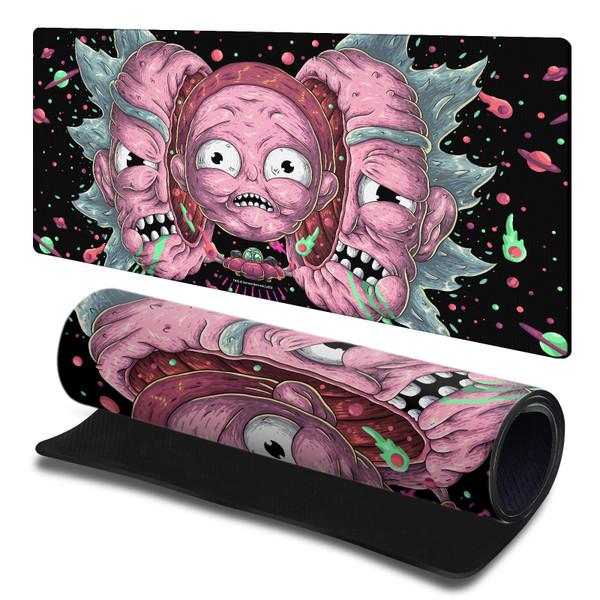 Rick And Morty Graphics Intergalactic Escapades Gaming Office Desk PC Keyboard Mouse Mat Pad 23.62 x 11.81 x 0.12 inches (600 x 300 mm) - L