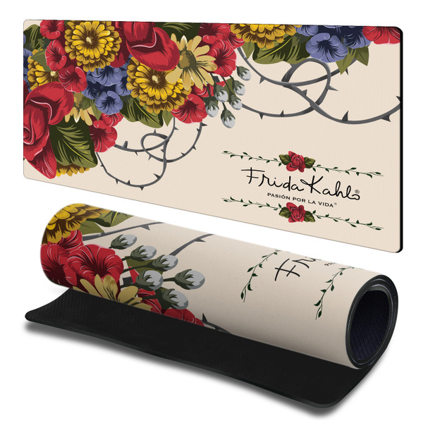 Frida Kahlo Mix Art Vine Gaming Office Desk PC Keyboard Mouse Mat Pad 23.62 x 11.81 x 0.12 inches (600 x 300 mm) - L
