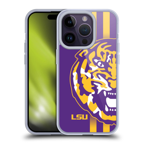 Louisiana State University LSU LSU Art Tiger Graphics 2 Soft Gel Case for Apple iPhone 14 Pro