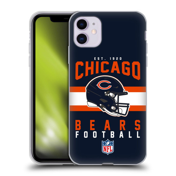 NFL Chicago Bears Graphics Helmet Typography Soft Gel Case for Apple iPhone 11
