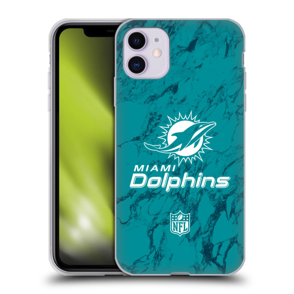 NFL Miami Dolphins Graphics Coloured Marble Soft Gel Case for Apple iPhone 11