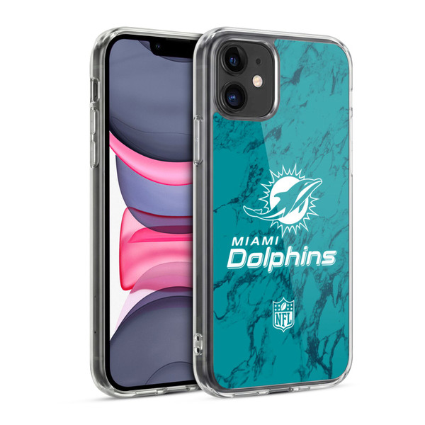 NFL Miami Dolphins Graphics Coloured Marble Soft Gel Case for Apple iPhone 11