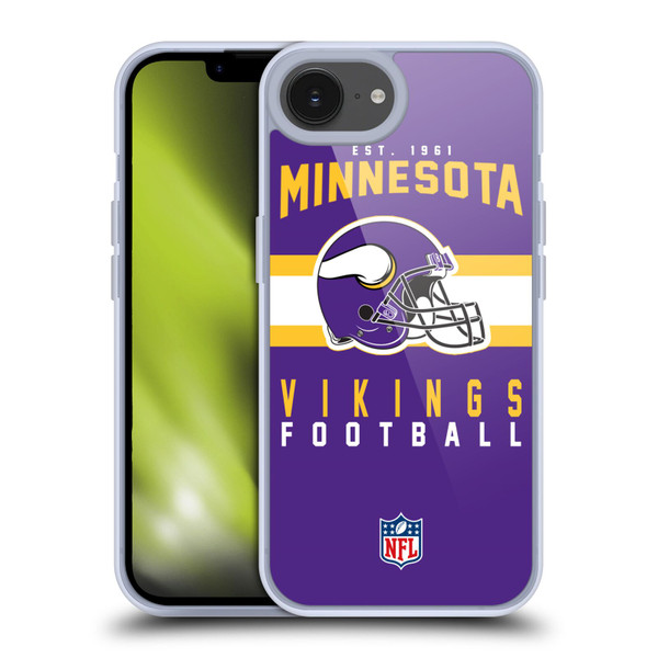 NFL Minnesota Vikings Graphics Helmet Typography Soft Gel Case for Apple iPhone 16e