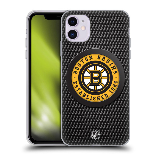 NHL Boston Bruins Puck Texture Soft Gel Case for Apple iPhone 11