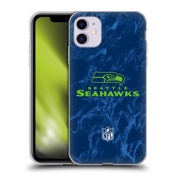 NFL Seattle Seahawks Graphics Coloured Marble Soft Gel Case for Apple iPhone 11