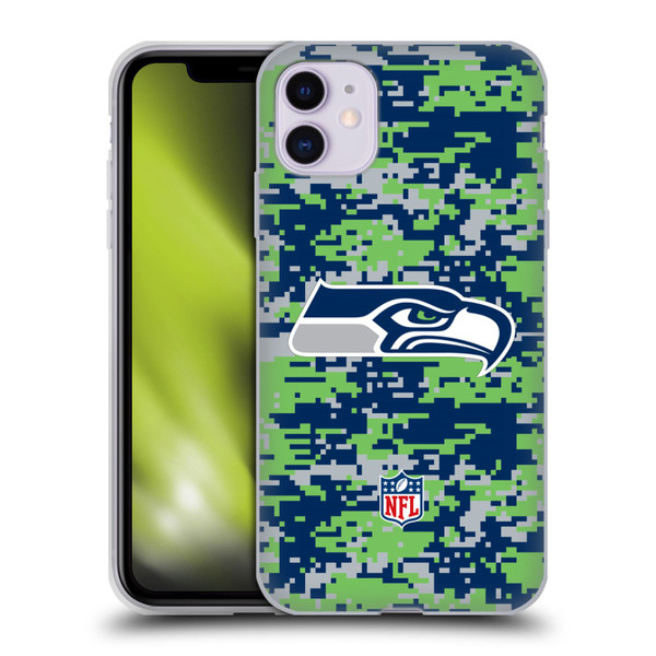 NFL Seattle Seahawks Graphics Digital Camouflage Soft Gel Case for Apple iPhone 11