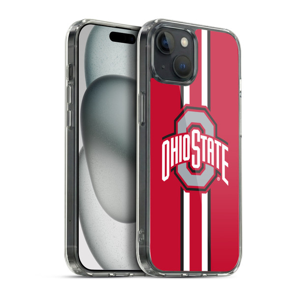 Ohio State University Logo Stripes Soft Gel Case for Apple iPhone 15 Plus & MagSafe