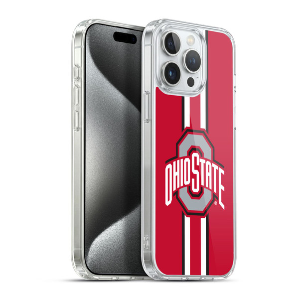 Ohio State University Logo Stripes Soft Gel Case for Apple iPhone 15 Pro Max & MagSafe