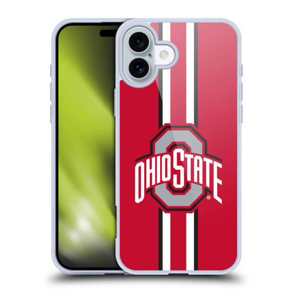 Ohio State University Logo Stripes Soft Gel Case for Apple iPhone 16 Plus & MagSafe