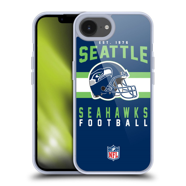 NFL Seattle Seahawks Graphics Helmet Typography Soft Gel Case for Apple iPhone 16e
