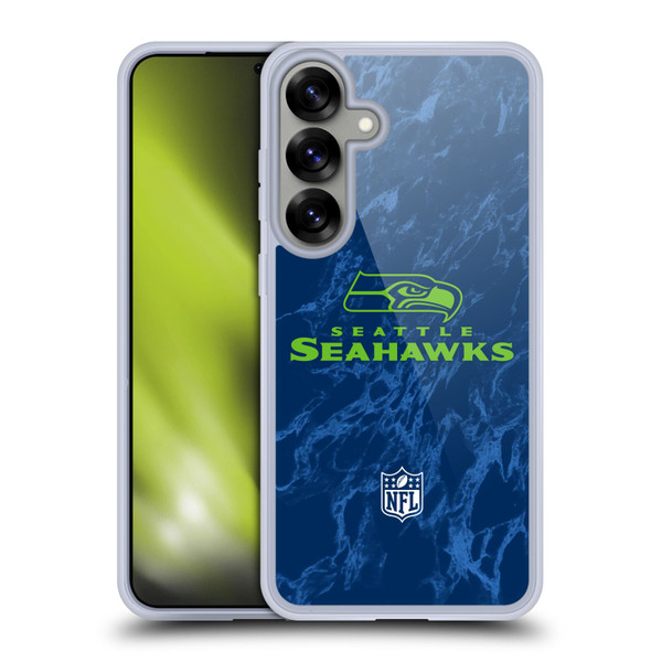 NFL Seattle Seahawks Graphics Coloured Marble Soft Gel Case for Samsung Galaxy S25+