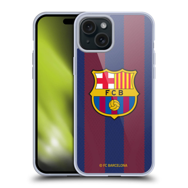 FC Barcelona 2023/24 Crest Kit Home Soft Gel Case for Apple iPhone 15 Plus & MagSafe
