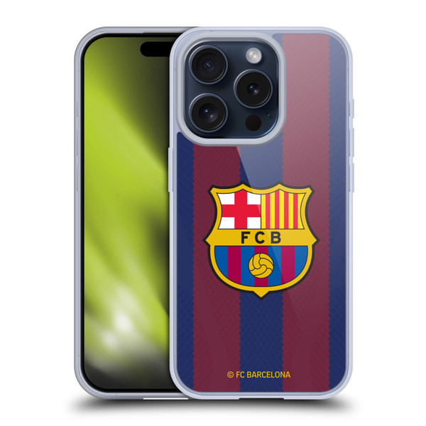 FC Barcelona 2023/24 Crest Kit Home Soft Gel Case for Apple iPhone 15 Pro & MagSafe
