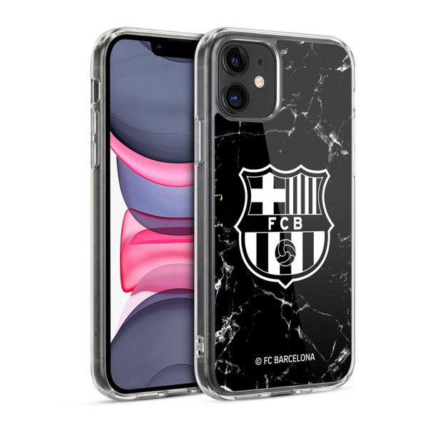 FC Barcelona Crest Patterns Black Marble Soft Gel Case for Apple iPhone 11