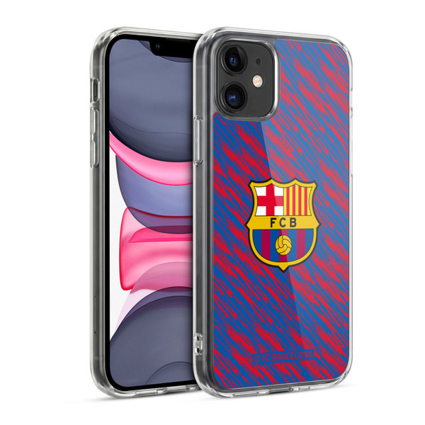 FC Barcelona Crest Patterns Glitch Soft Gel Case for Apple iPhone 11