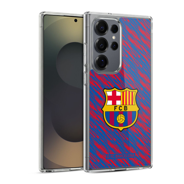 FC Barcelona Crest Patterns Glitch Soft Gel Case for Samsung Galaxy S25 Ultra & MagSafe