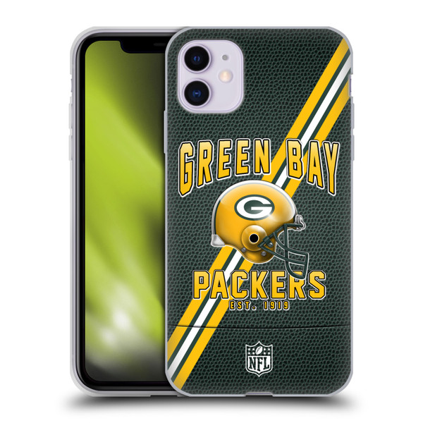 NFL Green Bay Packers Logo Art Football Stripes Soft Gel Case for Apple iPhone 11
