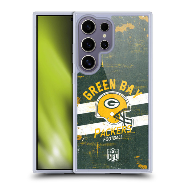 NFL Green Bay Packers Logo Art Helmet Distressed Soft Gel Case for Samsung Galaxy S25 Ultra