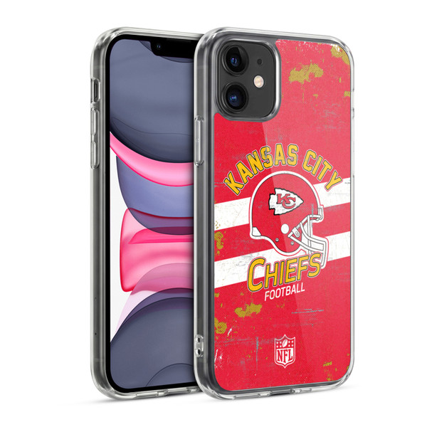 NFL Kansas City Chiefs Logo Art Helmet Distressed Soft Gel Case for Apple iPhone 11