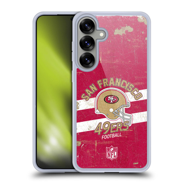NFL San Francisco 49ers Logo Art Helmet Distressed Soft Gel Case for Samsung Galaxy S25+