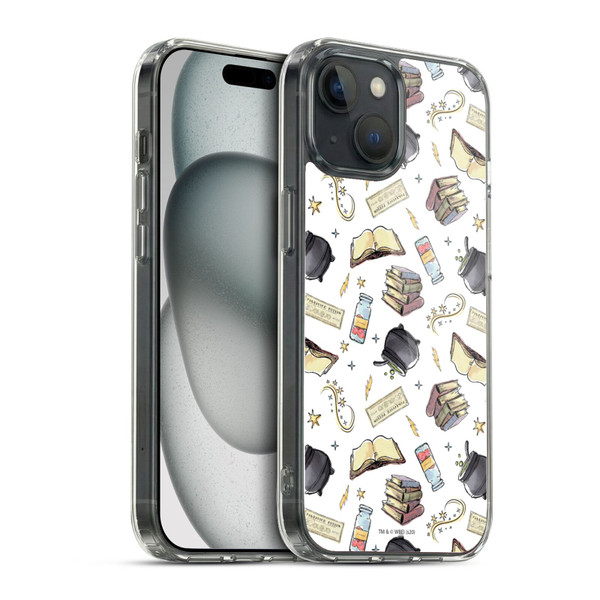 Harry Potter Deathly Hallows XIII Hogwarts Pattern Soft Gel Case for Apple iPhone 15 & MagSafe