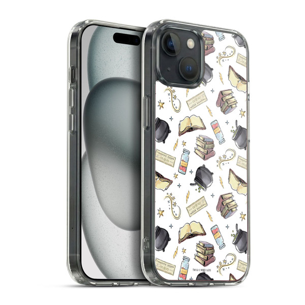 Harry Potter Deathly Hallows XIII Hogwarts Pattern Soft Gel Case for Apple iPhone 15 Plus & MagSafe