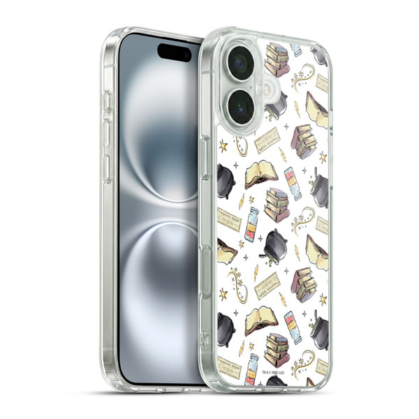 Harry Potter Deathly Hallows XIII Hogwarts Pattern Soft Gel Case for Apple iPhone 16 Plus & MagSafe