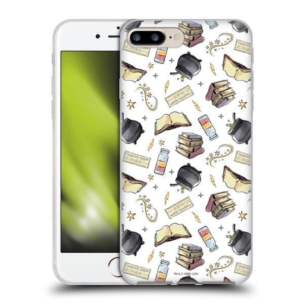 Harry Potter Deathly Hallows XIII Hogwarts Pattern Soft Gel Case for Apple iPhone 7 Plus / iPhone 8 Plus & MagSafe