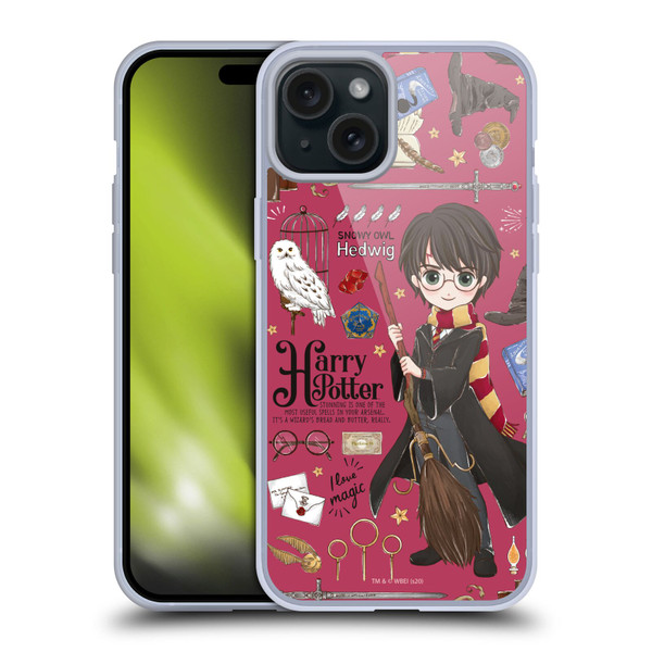 Harry Potter Deathly Hallows XXXVII Harry Pattern Soft Gel Case for Apple iPhone 15 Plus