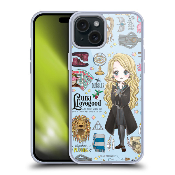 Harry Potter Deathly Hallows XXXVII Luna Pattern Soft Gel Case for Apple iPhone 15 Plus & MagSafe