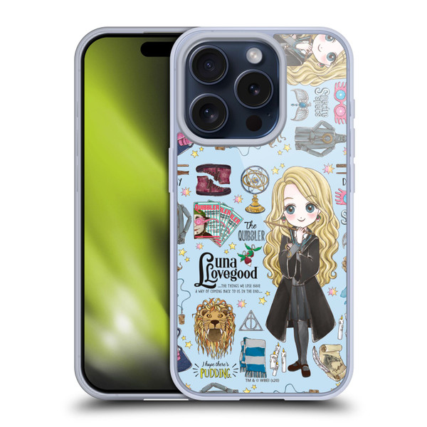 Harry Potter Deathly Hallows XXXVII Luna Pattern Soft Gel Case for Apple iPhone 15 Pro