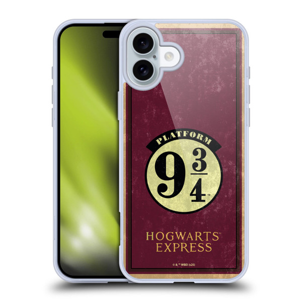 Harry Potter Locations Typography Platform 9 3/4 Soft Gel Case for Apple iPhone 16 Plus & MagSafe