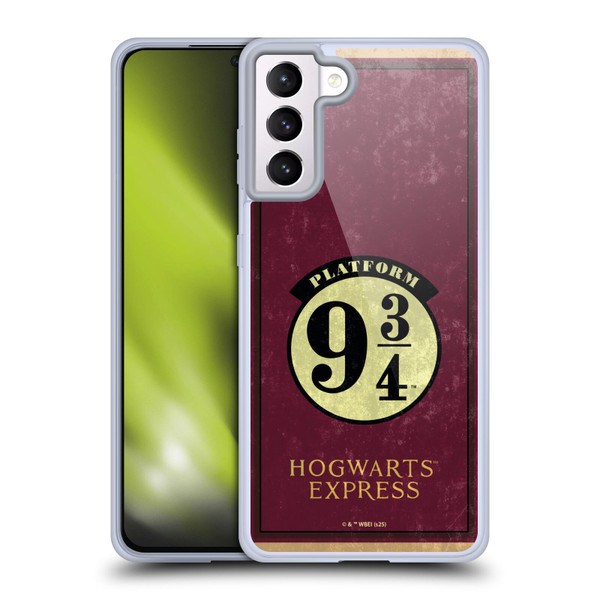 Harry Potter Locations Typography Platform 9 3/4 Soft Gel Case for Samsung Galaxy S21+ 5G