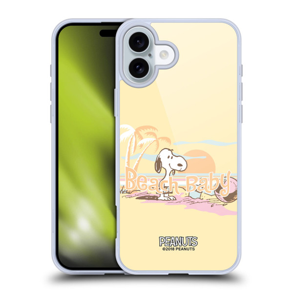 Peanuts Beach Snoopy Sunset Soft Gel Case for Apple iPhone 16 Plus & MagSafe