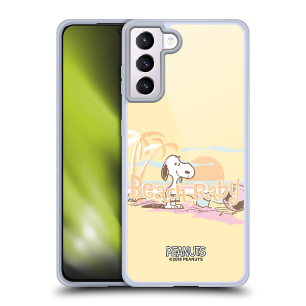 Peanuts Beach Snoopy Sunset Soft Gel Case for Samsung Galaxy S21+ 5G & MagSafe