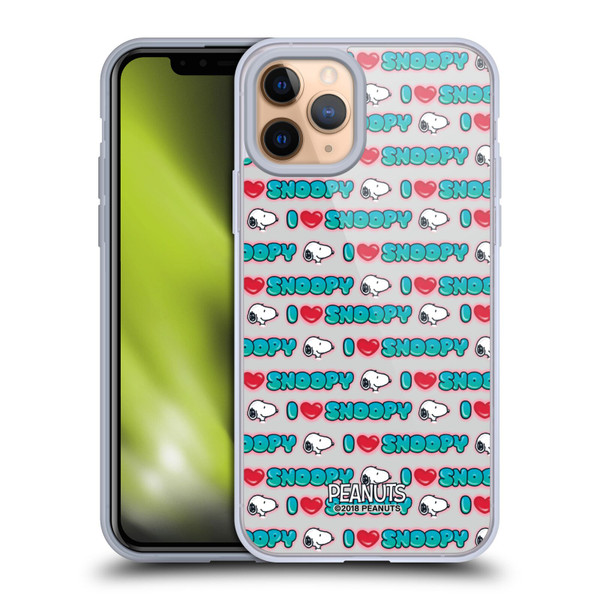 Peanuts Snoopy Boardwalk Airbrush I Love Pattern Soft Gel Case for Apple iPhone 11 Pro & MagSafe