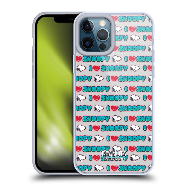 Peanuts Snoopy Boardwalk Airbrush I Love Pattern Soft Gel Case for Apple iPhone 12 Pro Max & MagSafe