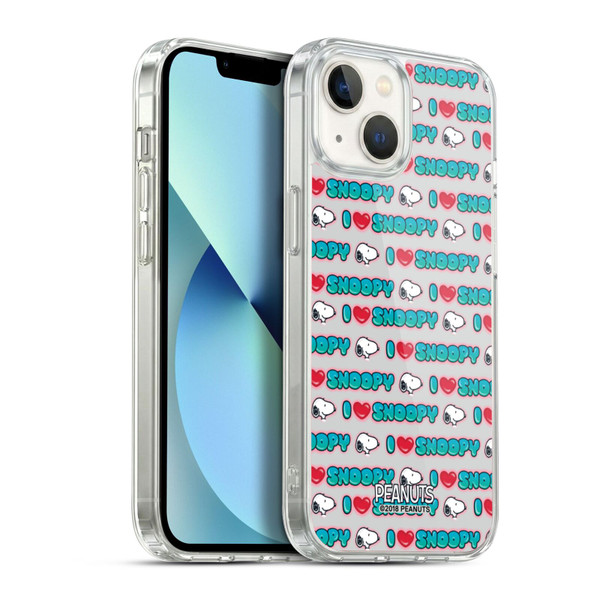 Peanuts Snoopy Boardwalk Airbrush I Love Pattern Soft Gel Case for Apple iPhone 13