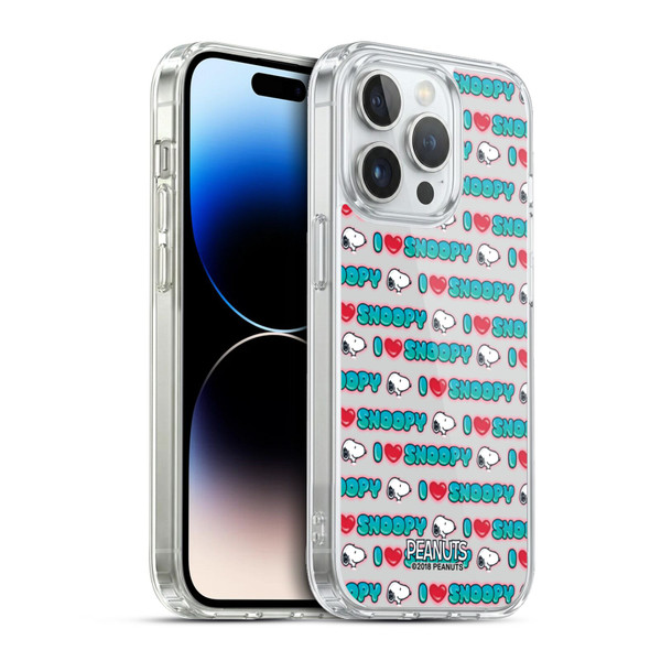 Peanuts Snoopy Boardwalk Airbrush I Love Pattern Soft Gel Case for Apple iPhone 13 Pro & MagSafe