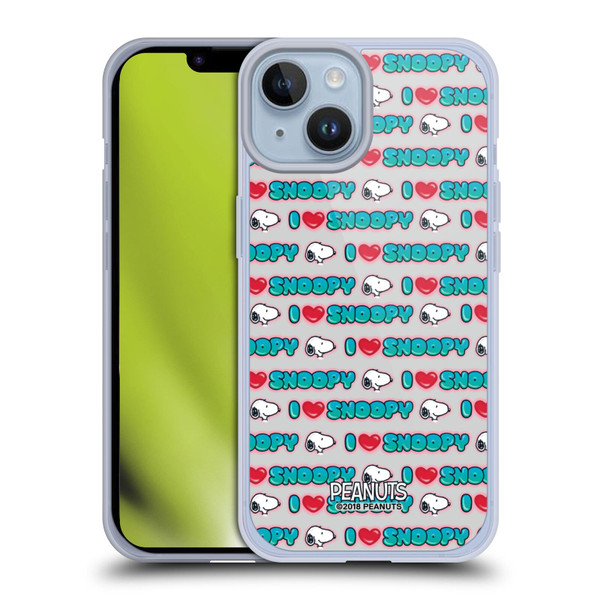 Peanuts Snoopy Boardwalk Airbrush I Love Pattern Soft Gel Case for Apple iPhone 14