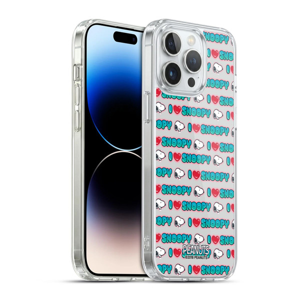 Peanuts Snoopy Boardwalk Airbrush I Love Pattern Soft Gel Case for Apple iPhone 14 Pro Max & MagSafe