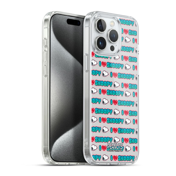 Peanuts Snoopy Boardwalk Airbrush I Love Pattern Soft Gel Case for Apple iPhone 15 Pro Max & MagSafe
