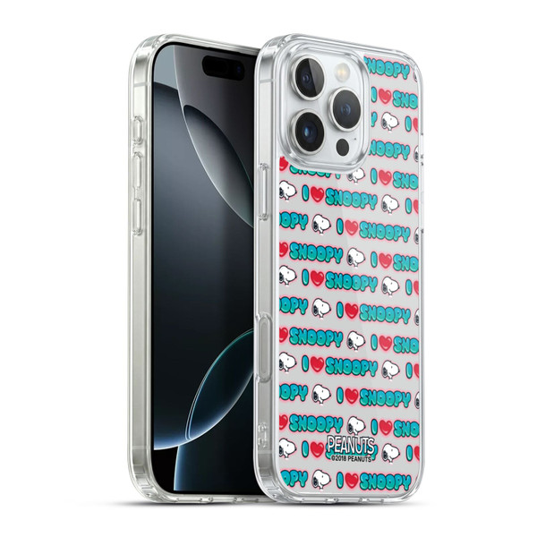 Peanuts Snoopy Boardwalk Airbrush I Love Pattern Soft Gel Case for Apple iPhone 16 Pro Max & MagSafe