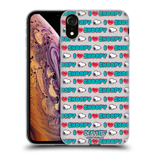 Peanuts Snoopy Boardwalk Airbrush I Love Pattern Soft Gel Case for Apple iPhone XR