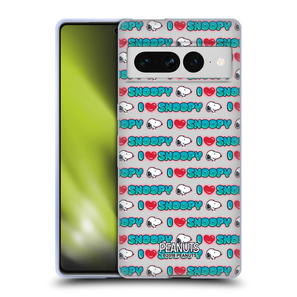 Peanuts Snoopy Boardwalk Airbrush I Love Pattern Soft Gel Case for Google Pixel 7 Pro
