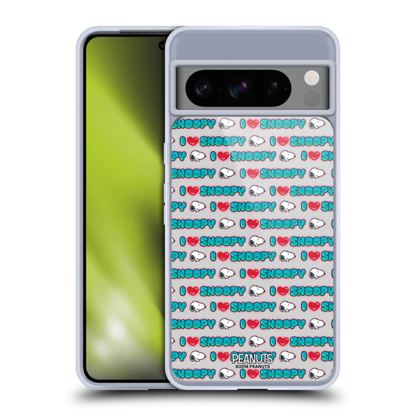 Peanuts Snoopy Boardwalk Airbrush I Love Pattern Soft Gel Case for Google Pixel 8 Pro