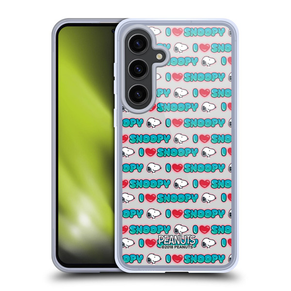 Peanuts Snoopy Boardwalk Airbrush I Love Pattern Soft Gel Case for Samsung Galaxy S24+ 5G