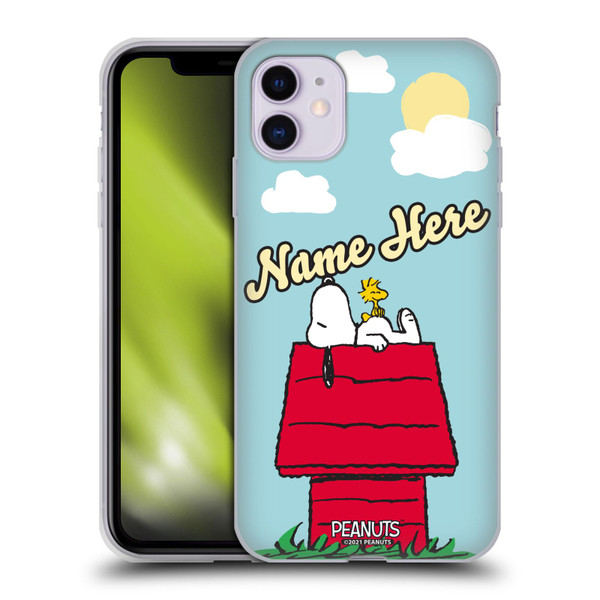Custom Customised Personalised Peanuts Art Snoopy & Woodstock Soft Gel Case for Apple iPhone 11